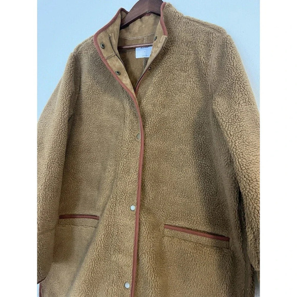 Old Navy Jacket Men’s XL Brown Sherpa Snap Faux Suede Lined Teddy - Picture 2 of 8